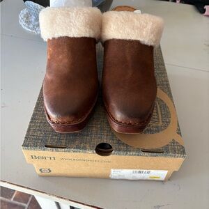 Born Tan Shearling Lined Clogs